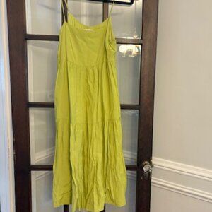 Abercrombie and Fitch Trapeeze Midi Dress in Chartreuse, Size Small